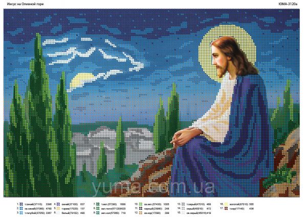 Схема для вишивки   повна Ісус на оливковою  горі Схема для вишивки   повна Ісус на оливковою  горі