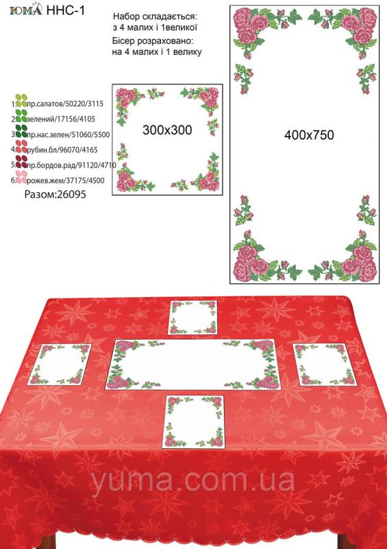 Набір настільних серветок для вишивки №1 Набір настільних серветок для вишивки №1