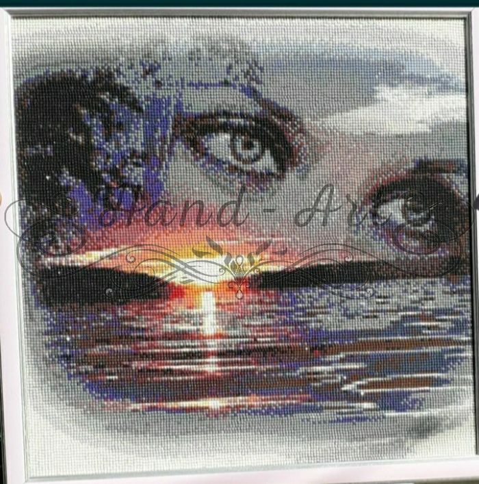 Картина 3Д: пейзаж,погляд ,девушка в море