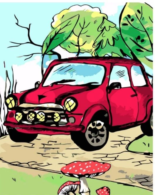 Набір для розпису по номерах Червоне намальоване авто