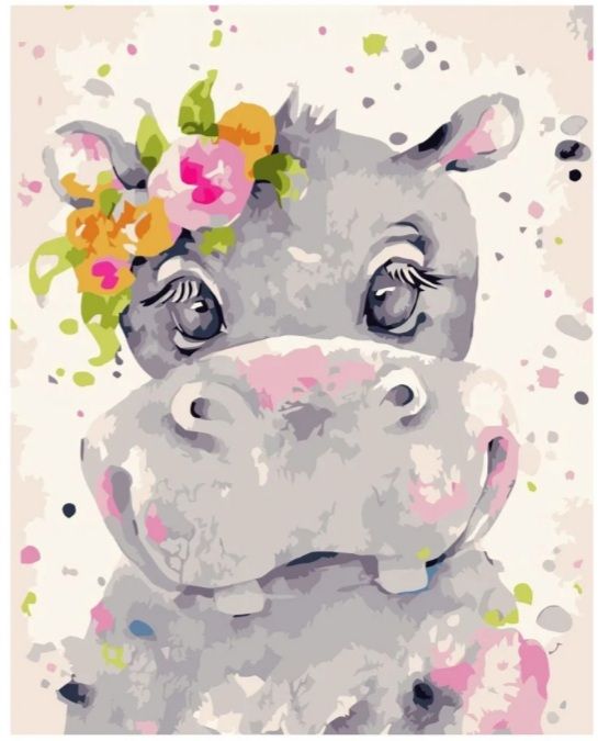 Набір для розпису по номерах Акварельний бегемот