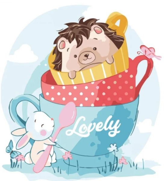 Набір для розпису по номерах Їжачок з зайченям