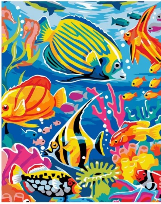 Набір для розпису по номерах Різнобарвні рибки