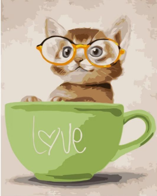 Набір для розпису по номерах Кошеня у чашці