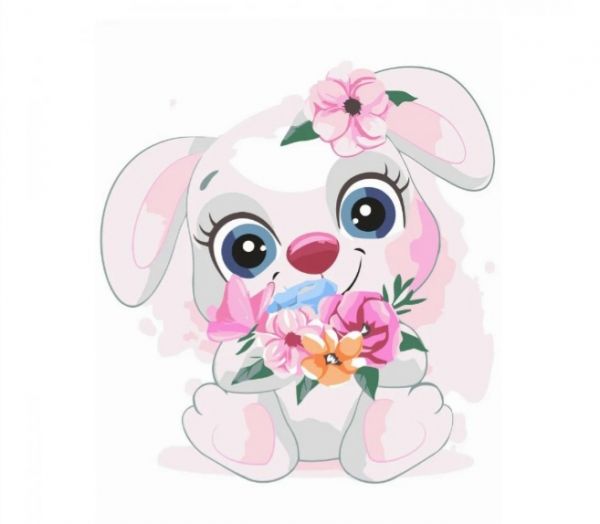 Набір для розпису по номерах Маленький зайчик з квітами