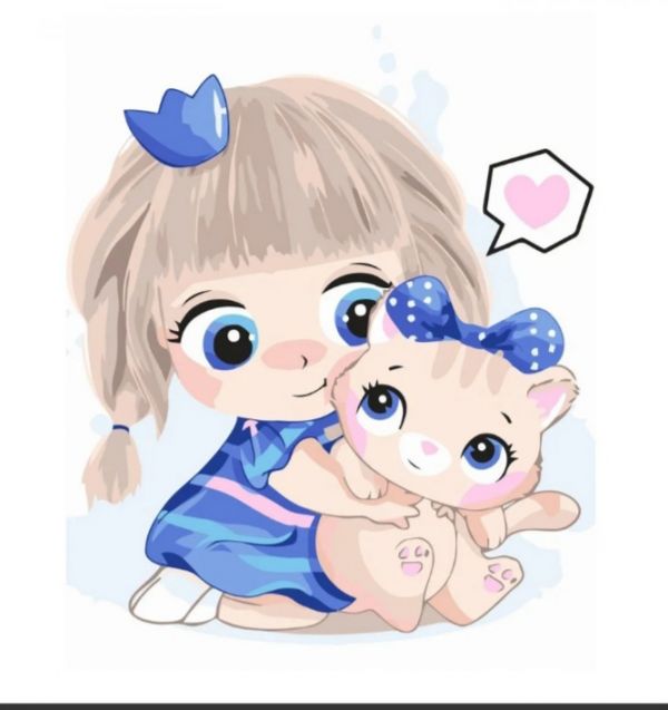 Набір для розпису по номерах Дівчинка з котиком