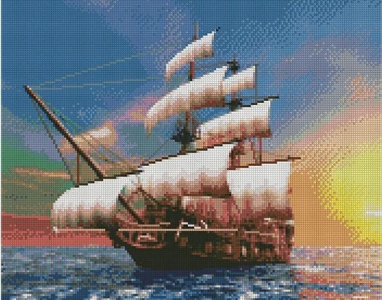 Алмазна картина Вітрильник на заході