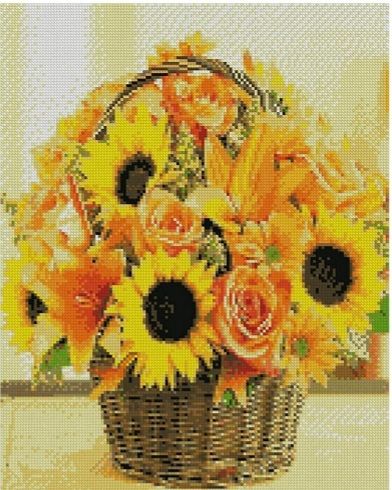 Алмазна картина Кошик з соняшниками