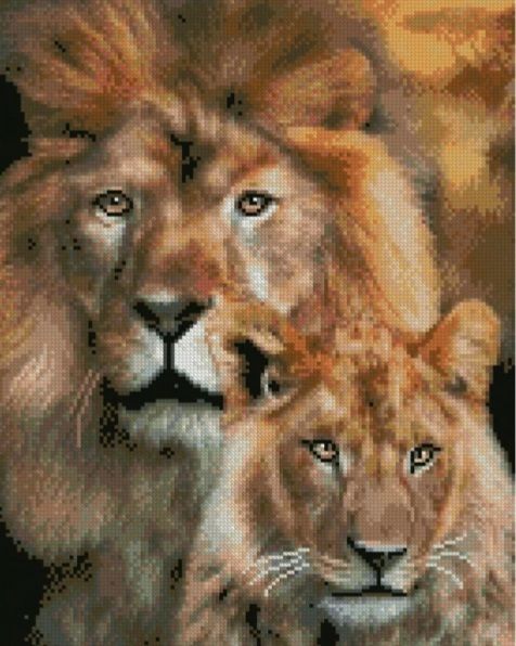 Алмазна картина Левова сім'я