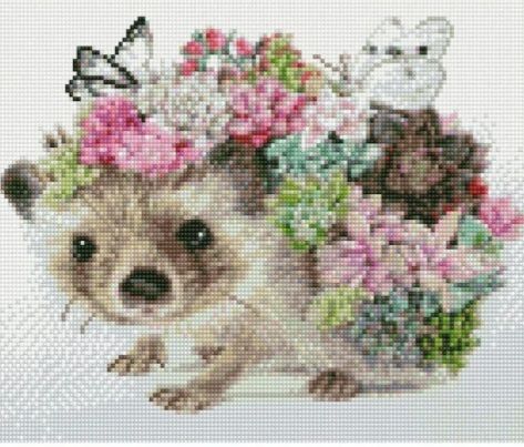 Алмазна мозаїка Їжачок з квітами