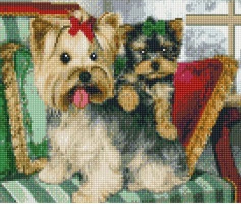 Алмазна мозаїка Собачки з бантиками