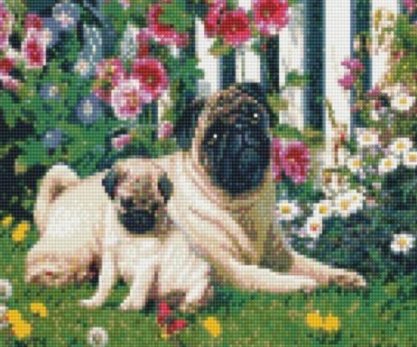 Алмазна мозаїка  Мопси на галявині