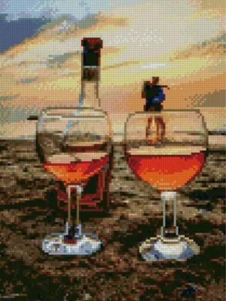 Алмазна мозаїка Захід у бокалі