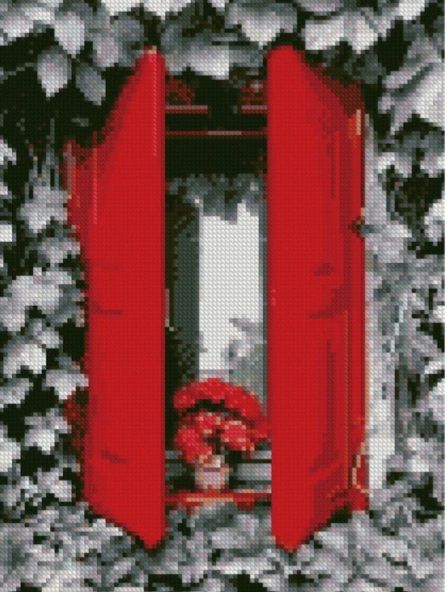 Алмазна мозаїка  Червоні ставні