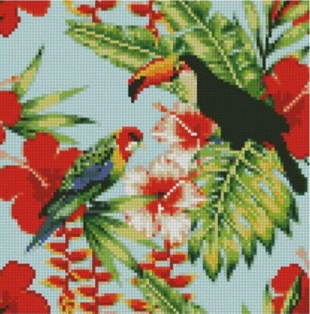 Алмазна мозаїка Птахи у квітах