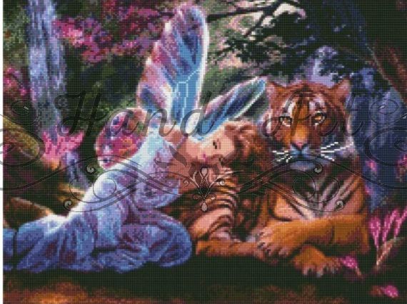 Алмазна мозаїка Спокій біля тигра