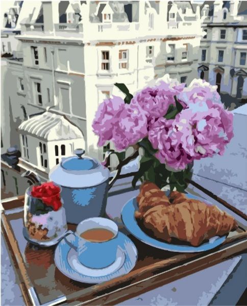 Картина за номерами   Сніданок із круасанами