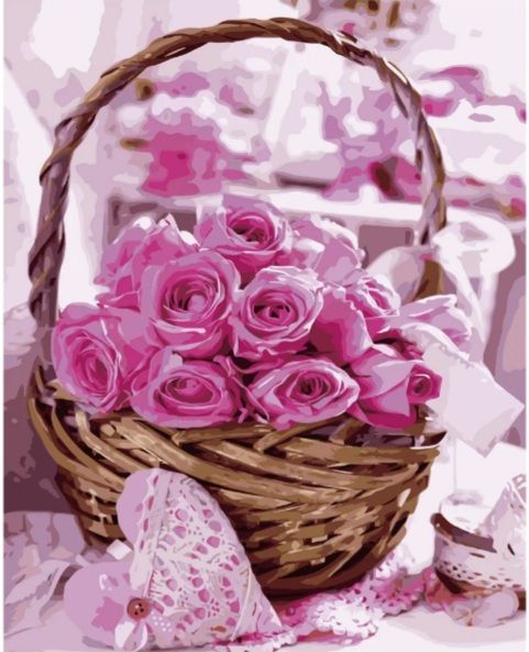 Картина за номерами Рожеві троянди в кошику