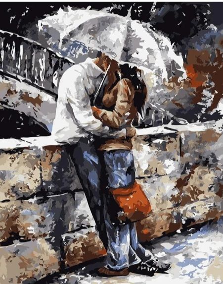 Картина за номерами Поцілунок під парасолькою