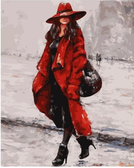 Картина за номерами Жінка в червоному капелюсі