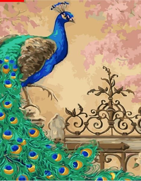 Картина за номерами Павич на хвіртці