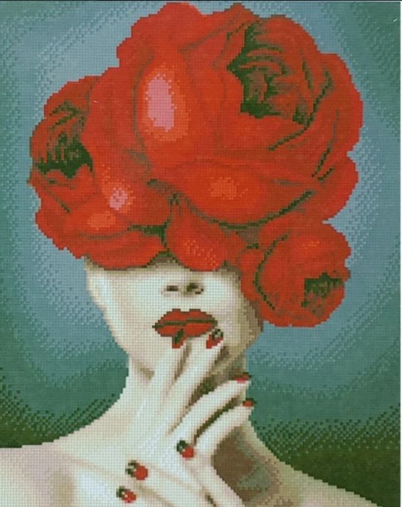 Алмазна картина Червона півонія