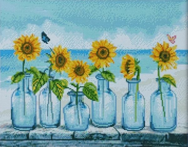Алмазна картина Соняшники в глечиках