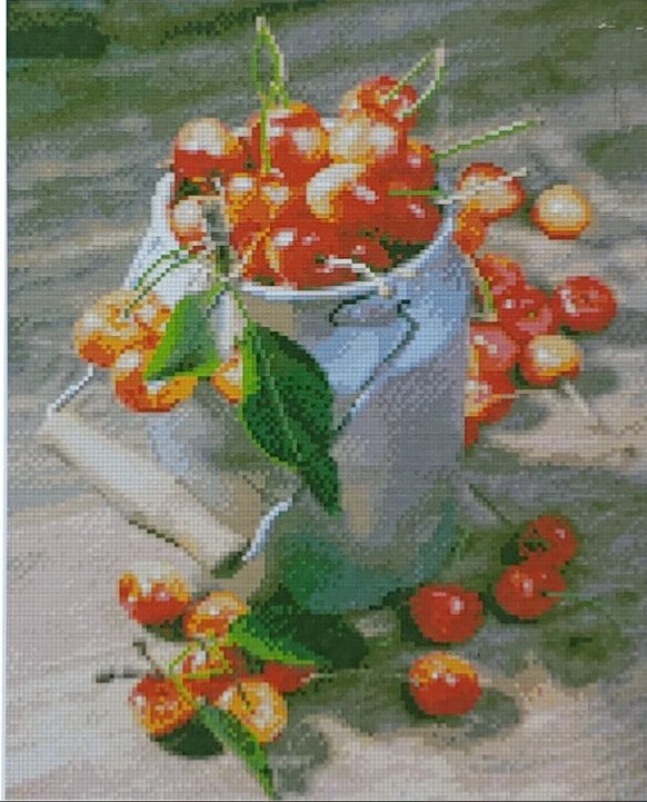 Алмазна картина Бідончик черешні
