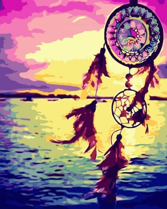 Картина за номерами  Ловець снів у променях заходу