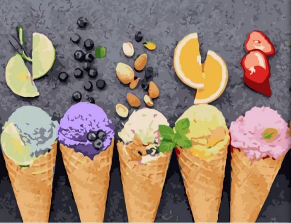 Картина за номерами Ріжки фруктового морозива