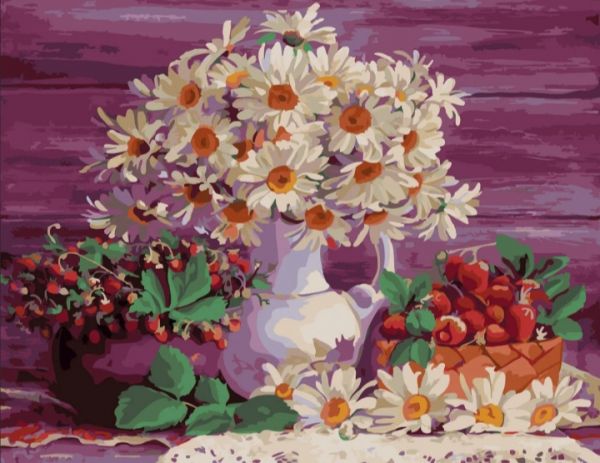 Картина за номерами Ромашки та суниці