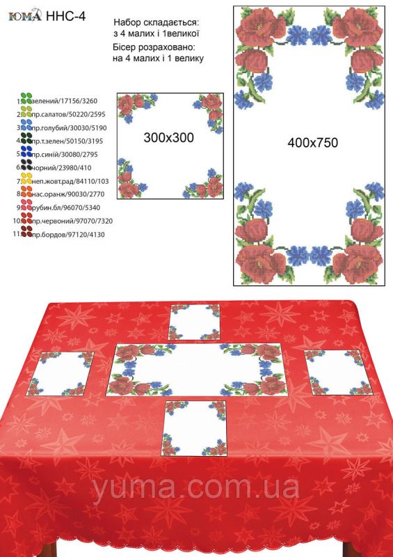 Набір настільних серветок для вишивки №4 Набір настільних серветок для вишивки №4