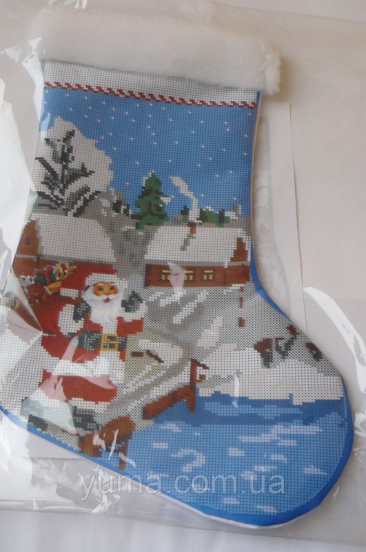 Пошитий новорічний чобіток для вишивки №5 Пошитий новорічний чобіток для вишивки №5