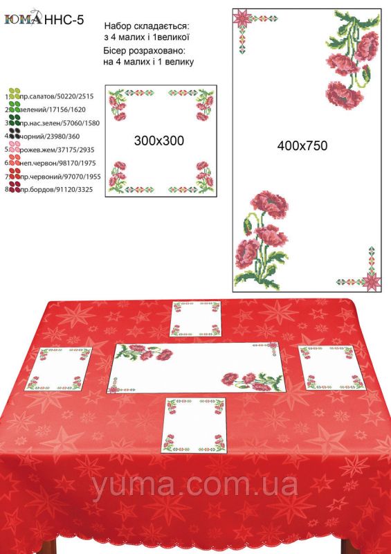 Набір настільних серветок для вишивки №5 Набір настільних серветок для вишивки №5