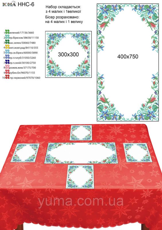 Набір настільних серветок для вишивки №6 Набір настільних серветок для вишивки №6