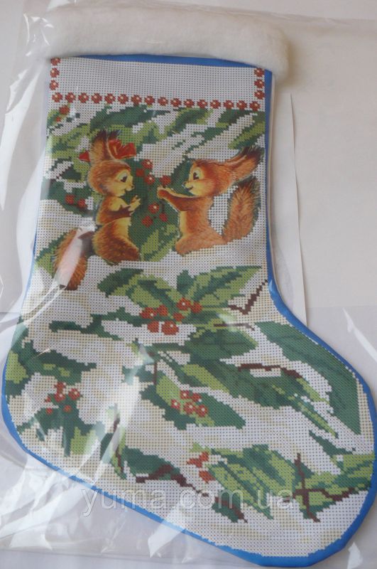 Пошитий новорічний чобіток для вишивки №7 Пошитий новорічний чобіток для вишивки №7