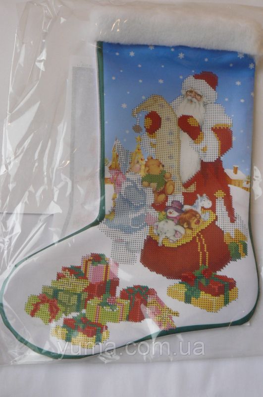 Пошитий новорічний чобіток для вишивки №8 Пошитий новорічний чобіток для вишивки №8