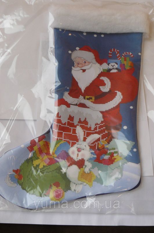 Пошитий новорічний чобіток для вишивки №10 Пошитий новорічний чобіток для вишивки №10