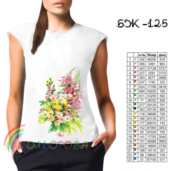 Блузка жіноча без рукавів №125 (заготовка не пошита)