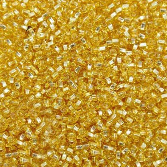 Бісер Чеський №17020 Прозорий золотий зі срібною серединкою