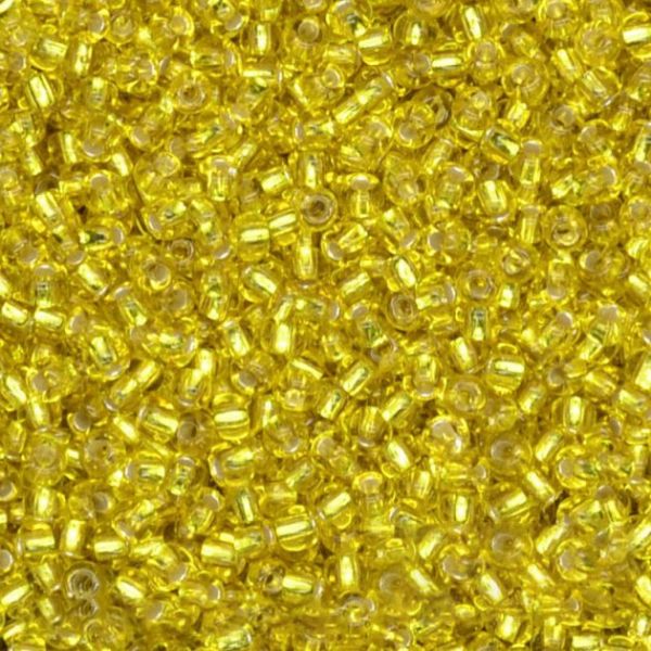 Бісер Чеський № 87010 Прозорий жовтий зі срібною серединкою