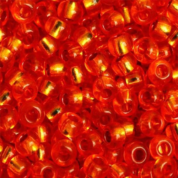 Бісер Чеський № 97000 Прозорий помаранчевий зі срібною серединкою