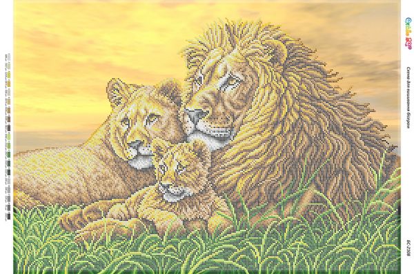 Схема для вишивки Родина левів І (част. виш.) Схема для вишивки Родина левів І (част. виш.)