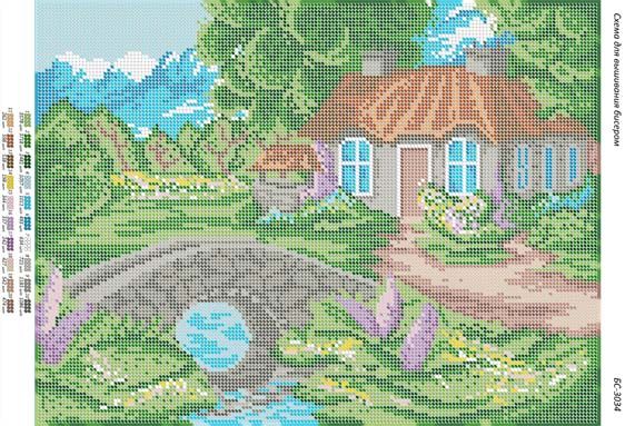 Схема для вишивки Будиночек біля струмка Схема для вишивки Будиночек біля струмка