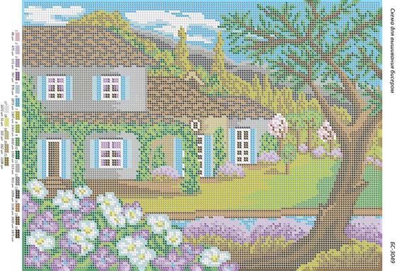 Схема для вишивки Котедж в саду Схема для вишивки Котедж в саду