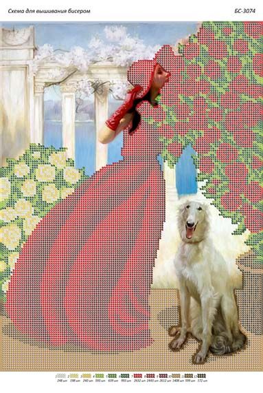 Схема для вишивки Дівчина в червоному Схема для вишивки Дівчина в червоному