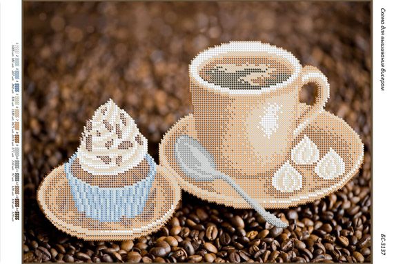 Схема для вишивки Кава з кексом Схема для вишивки Кава з кексом
