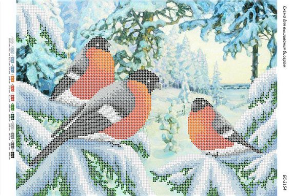 Схема для вишивки Снегири Схема для вишивки Снегири