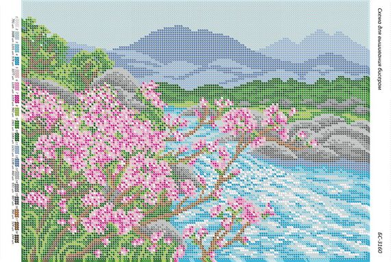 Схема для вишивки Пейзаж з водоспадом Схема для вишивки Пейзаж з водоспадом