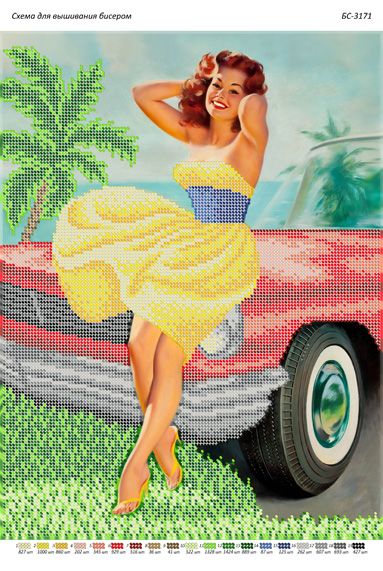 Схема для вишивки Дівчина у стилі Пін -Ап Схема для вишивки Дівчина у стилі Пін -Ап